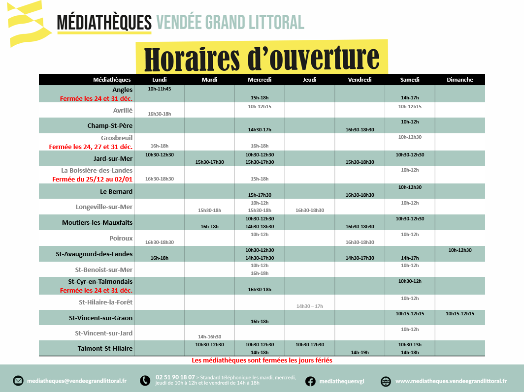 Affiche A3 Tableau horaires 2025